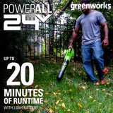 Greenworks 48V 17" Cordless Electric Lawn Mower, Leaf Blower, String Trimmer, (2) 4.0Ah Batteries and Rapid Charger