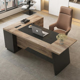L Shape Executive Desk, Large Office Desk with Drawers & Shelves