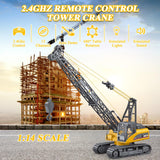 Fistone 1/14 RC Truck Crawler Tower Crane Hoist Dragline Die-cast Model Lifiting Cable Remote Control Excavator Tractor Digging Engineering Toy Construction Vehicle