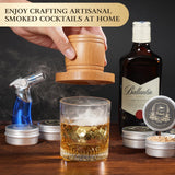 Whiskey Smoker Kit with Torch - Old Fashioned Cocktail Smoker Kit with 6 Flavors Wood Chips | 2 XL Stainless Steel Ice Balls & 2 Glasses (No Fuel Included)