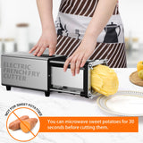 SIXRARI Electric French Fry Cutter, 1/2 & 3/8 Inch Interchangeable Stainless Steel Blades Automatic Potato Cutter, Commercial & Household Potato Slicer, Use for Potatoes Onion Cucumbers
