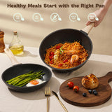 13 Pcs Pots and Pans Set, Nonstick Cookware Sets Black Granite Induction Cookware, Non-toxic Healthy Non stick Kitchen Cooking Set