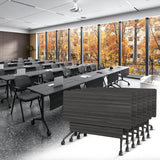 Folding Rolling Conference Training Table Modular Seminar Table for Office School Library Classroom, 6 Pack Dark Grey-A 47.2IN