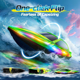 HOLYFUN RC Boat for Kids & Adults, 2.4GHz 9.3 Mph Remote Control Boat with Led Light, 2 Battery(30 Mins Play), Summer Toys Boats for Water Pool & Lake