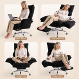 Cross Legged Office Chair with Footrest, Big and Tall Comfy Ergonomic Reclining Executive Chair Wide Seat with Flip-Down Armrests