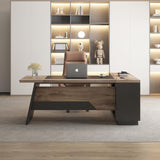 L Shape Executive Desk, Large Office Desk with Drawers & Shelves