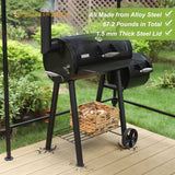 Captiva Designs Charcoal Grill with Offset Smoker, All Metal Steel Made Outdoor Smoker, 512 sq.in Cooking Area, Best Combo