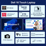 Dell 16" Business Touchscreen Laptop 2026, AMD Ryzen 7 250, 32GB DDR5 RAM