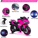 12V Electric Ride On Motorcycle for Kids, Training Wheels, Full Hand Drive Motorbike Toy, Perfect for Boys and Girls (3-8 Yrs) (Pink)