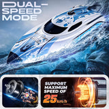 BEZGAR RC Boat, 12 inch Remote Control Boat for Kids and Adults, 25 KPH Fast RC Speed Boats with 700mAh Battery, Ideal Waterproof Toy Boats for Lakes & Pools - TX126 White