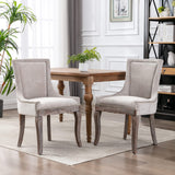MOOLSUN Fabric Dining Chairs Set of 8, High Back Side Chairs, Modern Padded High-End Tufted Upholstered Chairs with Button-Tufted Back & Rear Pull Tabs, Solid Wood Legs C-Beige-(Wood Legs)