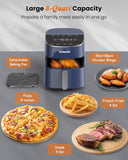Nuwave Brio Plus Air Fryer 8 Qt, New & Improved, PFAS-FREE, 7 Digital One-Touch Cook Functions that AIR FRY, BAKE, ROAST, DEHYDRATE, TOAST, REHEAT, PREHEAT, 150 Presets, 50°F~400°F (Deep Blue)