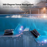 Sonar Navigation Pool Vacuum for Inground Above Ground Pools, Climb Stairs Pool Cleaner with 3 Modes, Powerful Suction, Self-Parking, Wall&Waterline Cleaning Pool Robot, Clean Up to 2150 Sq.Ft