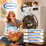ECOFRESHEET Washing Machine Cleaner Tablets Pet Pro, 30 Tablets Deep Cleaning Washer Cleaner for Pet Hair Residue & Odor Removal, Descaler for Front Load, Top Load & HE Washing Machines
