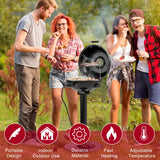 Giantex Electric BBQ Grill with Warming Rack, 1600W Portable Outdoor Electric Grill with Lid, Adjustable Temperature, Non-Stick Removable Grates, Grease Tray, for Patio, Camping, Balcony (Black)