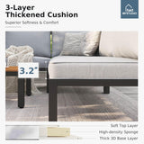 MFSTUDIO 6-Seat Metal Patio Sofa Sectional Set with Gray Cushions