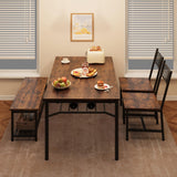 Garvee Dining Table Set for 4 with Bench and Chairs, 4-Piece Kitchen Table Set with Storage
