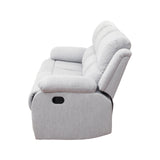 MOOLSUN Living Room Furniture Set Corduroy Recliner Compartments and Cup Holders Reclining for Home Theater/Office（A-Grey White Microfiber,Sofa(3 Seater)）