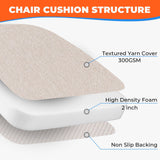 Chair Cushions for Dining Chairs, D-Shaped Seat Cushions with Removable Washable Cover and Ties