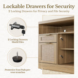 Perledesign 2 Drawer File Cabinet with Lock, Natural Oak