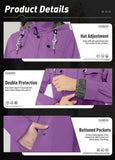 ATLASLAVA Rain Jacket Women Waterproof Long Lightweight Raincoat Hooded Windbreaker Outdoor Trench Coat Purple L