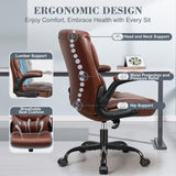 FelixKing Leather Office Chair, Small PU Ergonomic Desk Chairs, Comfy Computer Chair with Wheels and Flip-up