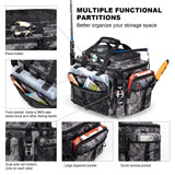 Rabjen Fishing Tackle Bag with Rod Holders & Cooler Main Compartment – Large Capacity Fishing Bag for Organized Gear Storage