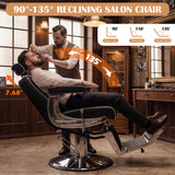 Hicomony Heavy Duty Barber Chair Hydraulic Hair Salon Chairs for Hair Stylist Tattoo Armchair Beauty Equipment Black Silver