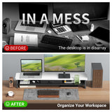 AFOOYO Dual Monitor Stand Riser,LED 2-Tier 39.3 Inch Computer Monitor Stand for 2 Monitors,Office Desktop Organizer with Storage Drawer and Phone Holder for Laptop,PC,Computer,Printer,White