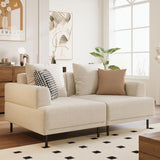 NessCarsti Upholstered Fabric 2-Seater Sofa Couch with Low Back, Beige