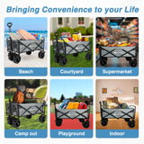 Yesker Foldable Wagon - 300lbs Collapsible Garden Carts with All Terrain Wheels for Outdoor Camping Sports Shopping Gardening (Gray)