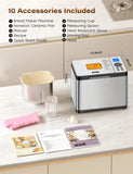 KBS 19-in-1 Programmable Bread Maker, 2LB Bread Machine with Healthy Ceramic Pan, Stainless Steel Bread Maker Machine with 15H Timer& 1H Keep Warm, Sourdough, Gluten Free, 3 Crust Colors, 53 Recipes