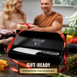 Santoku Knife – Ultra Sharp 5 Inch Meat and Vegetable Japanese Knife for Chopping, High Carbon Stainless Steel Blade, Full Tang Pakkawood Handle – Shinobi Series