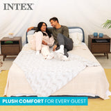 Intex Queen Size Air Mattress, 18in Height Airbed with Headboard, Built-in Pump, Dura-Beam Deluxe Ultra-Plush - Portable Inflatable Bed for Camping & Travel