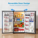 Midea MERM33S1AST Mini Fridge, 3.3 Cu.ft Compact Fridge with Internal Light, Adjustable Thermostat, Reversible Door, Low Noise for Dorm, Office, Bedroom, Stainless Steel