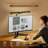 Pzloz Led Desk Lamps for Home Office - Eye Caring Architect Lamp with Clamp, Double Head Computer Monitor Work Desk Light with Remote Control: 24W Flexible Dimmable Desktop Table Lamp