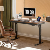 EUREKA ERGONOMIC Vintage Standing Desk with Drawers, 55 Inch Electric Standing Desk Adjustable Height, Sit Stand with Power Outlet & USB, Home Office Work Gaming, Deep Walnut