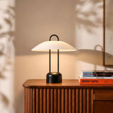Brightech Rumi LED Table Lamp - Unique Bedside Reading Light with Glass Shade, Marble Base, Modern Desk and Nightstand Lamp, Ambient Lighting for Bedrooms, Living Room, Den