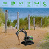 IQKidz Remote Control Excavator Toys for Boys 4-7 Yrs Old - Best Birthday Gift for Kids Age 3 5 8 9 10+, Metal Shovel Construction Vehicles with Light Sound, Rechargeable RC Tracked Digger