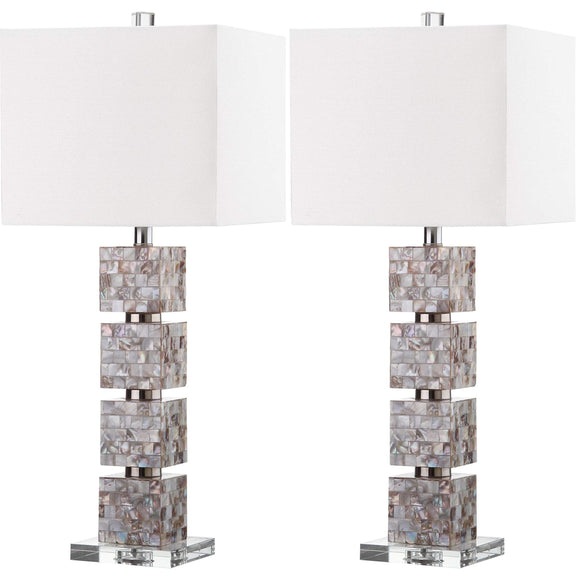 Coastal Cream Shell 31-inch Bedroom Living Room Home Office Desk Nightstand Table Lamp Set of 2 (LED Bulbs Included) Safavieh