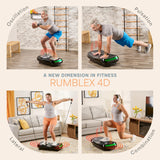 Lifepro Rumblex 4D Curved Vibration Plate Exercise Machine — Triple Motor, 7 Modes & 60 Speeds Vibrating Platform Machine — Full Body Vibration Plate for Lymphatic Drainage & at Home Workout