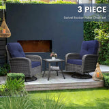 wildformers Luxury Outdoor Swivel Wicker Glider Patio Chairs with Table Set