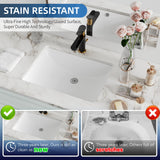 Undermount Bathroom Sink Rectangle, Hugsleek Interior Bowl Size 18 x 13 inch White Porcelain Ceramic Vessel Sink Under Counter Exterior Size 20x15in Rectangular Bath Sink Basin Lavatory Fireclay