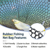 SEASPRO Black Telescoping Fishing Net Aluminum Alloy Rubber Fish Net - Adjustable Length Lightweight Foldable Fishing Gear and Large Fishing Net with Handle Collapsible Extendable Fishing Accessories
