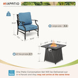MIXPATIO 5-Piece Metal Patio Conversation Set, 28-Inch Fire Pit Table