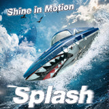 Shark RC Racing Boat for Kids & Adults,2.4GHz High Speed Remote Control Boat W/ Dual Battery 50 Min Runtime,Waterproof,Fast Remote Control Toy Gift Kids 8-12, Ideal for Pools & Lakes,Shining Blue