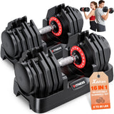 XDDIAS Adjustable Dumbbell Set of 2, 25/55/80LB Dumbbell Set-Fast Adjust Weights Set, 5/10/16 in 1 Free Weights Dumbbells Set with Anti-Slip Metal Handle, Compact Size (80LB-Pair-16 Gears)