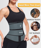ANGOOL Neopren Waist Trainer For Women,Workout Plus Size Trimmer Belt Sauna Sweat Corset Cincher With Zipper M Gray-Dark
