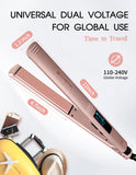 ZM ZHEMEI Hair Straightener, 1 Inch Flat Iron Hair Straightener with LED Display, Professional PTC Ceramic Negative Ion Hair Iron Dual Voltage for Women Hair, Heats up to 446°F, 6 Temps (Rosegold)