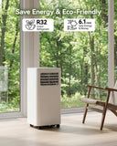 Feelfunn 8000 BTU Portable Air Conditioner, 3-in-1 Cools 350 Sq.Ft, Quiet AC with Fan & Dehumidifier, LED Display, Remote, 24H Timer, Window Kit, for Bedroom/Office/Dorms